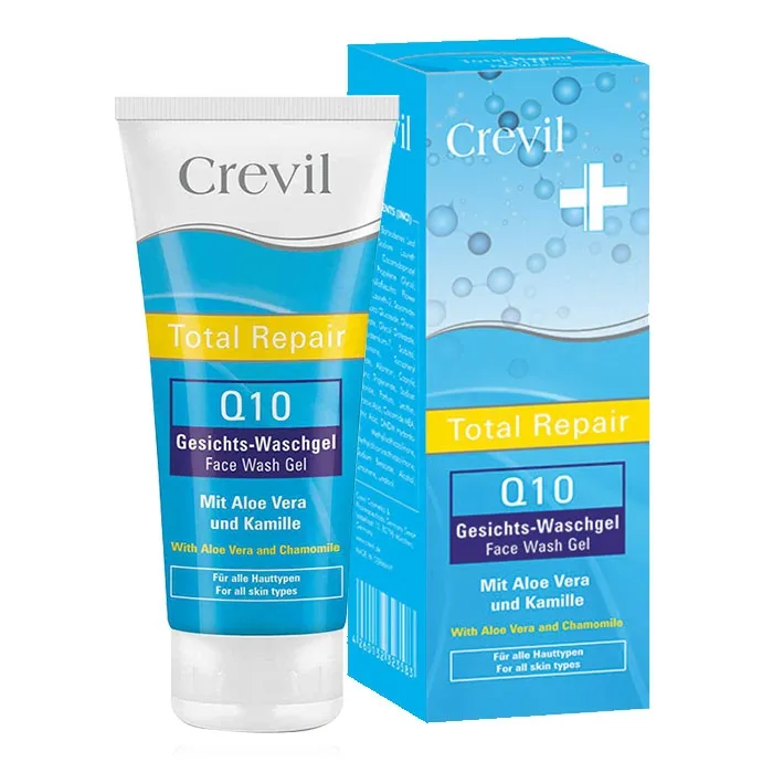 Sữa rửa mặt Crevil Total Repair Q10 Face Wash Gel - Ngừa mụn, trắng da với Co-enzyme Q10 và Lô Hội 200ml